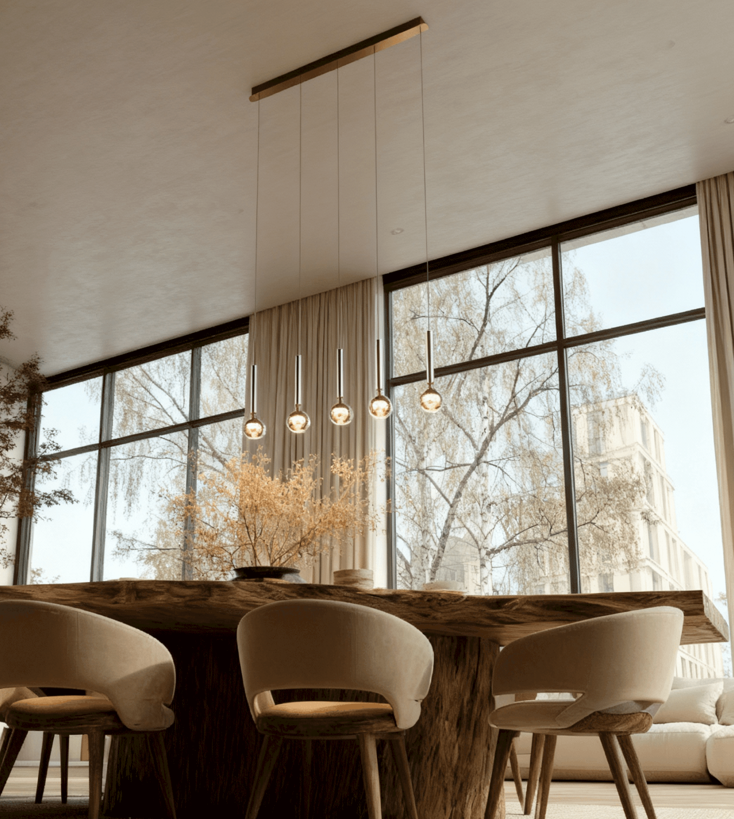 Hanglamp LED Zwart Chroom 100cm Dimbaar Glas Modern Design