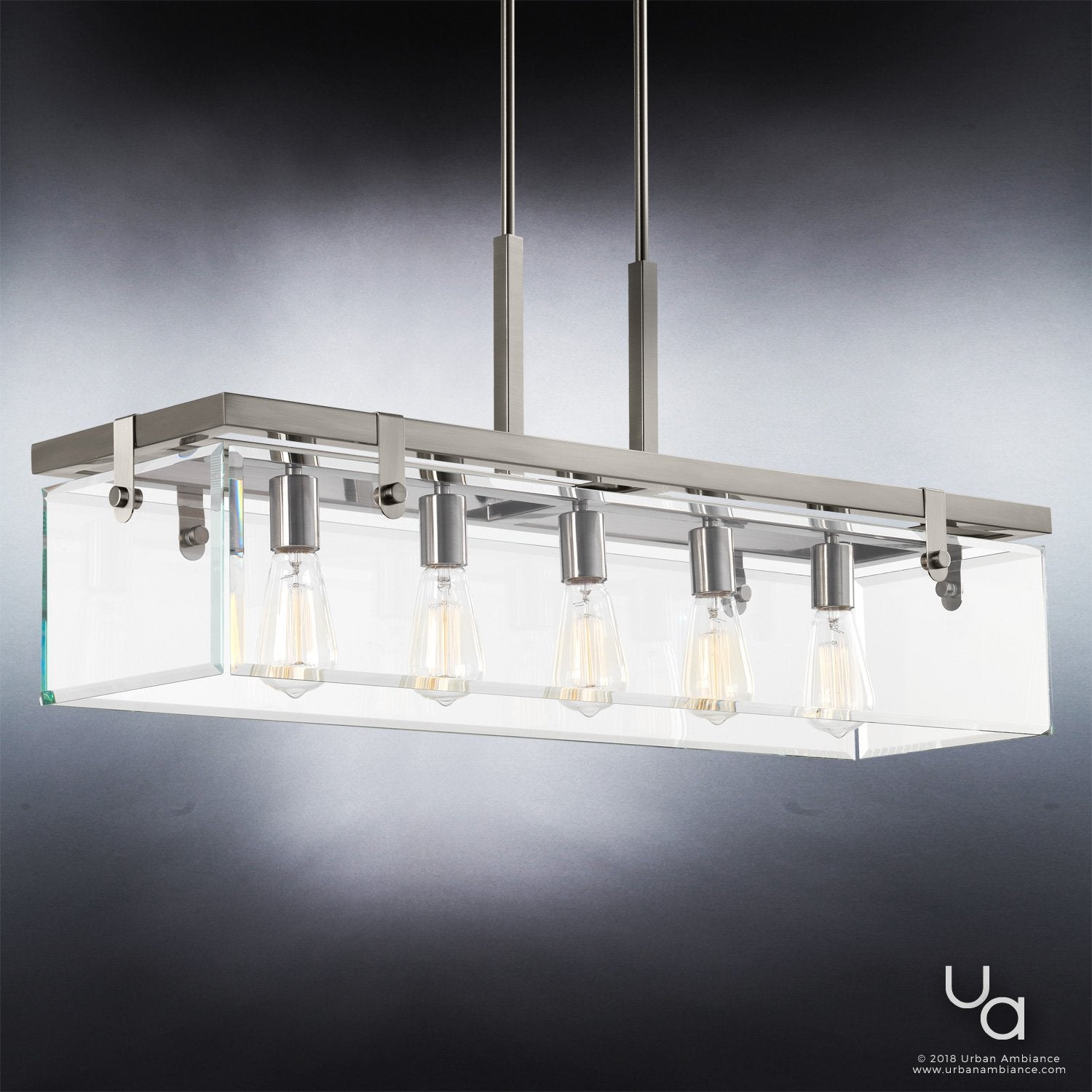 Hanglamp Rechthoekig Cube Glas Staal Nikkel 93cm Eetkamer Modern | Restfield