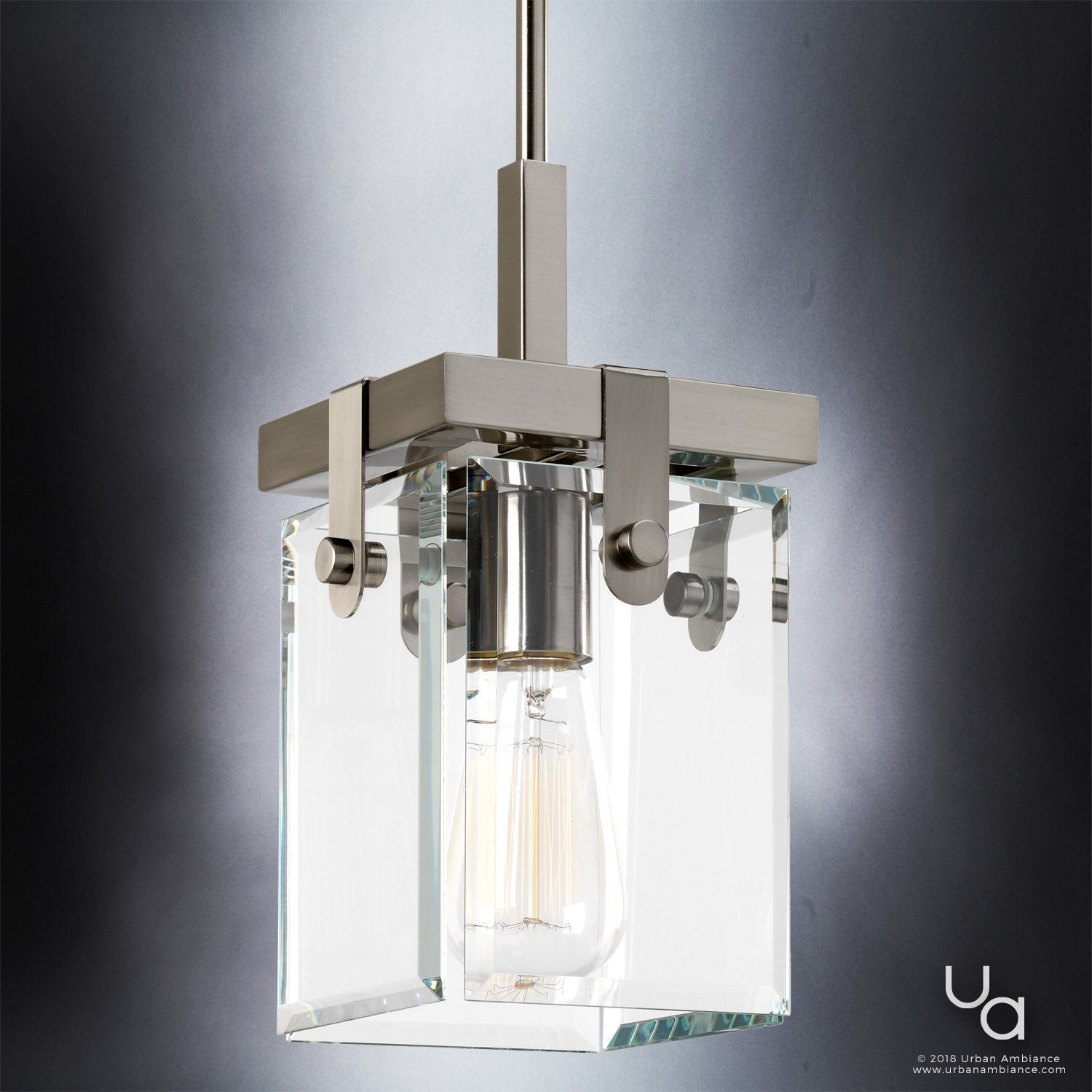 Hanglamp Cube Glas Nikkel 30cm Modern Industrieel E26 | Restfield