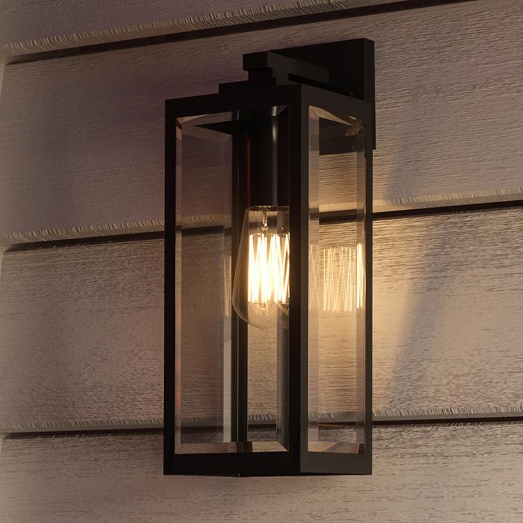 Buitenlamp Wandlamp Zwart Staal Glas 43cm Modern Farmhouse Waterdicht | Restfield
