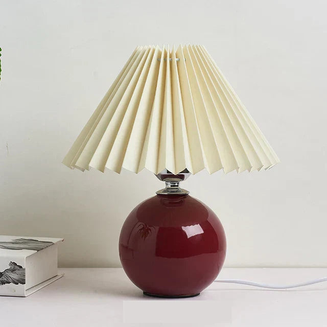 Tafellamp Vintage Met Plooikap E27 Retro Antiek 27cm Nachtkast Lamp | Restfield
