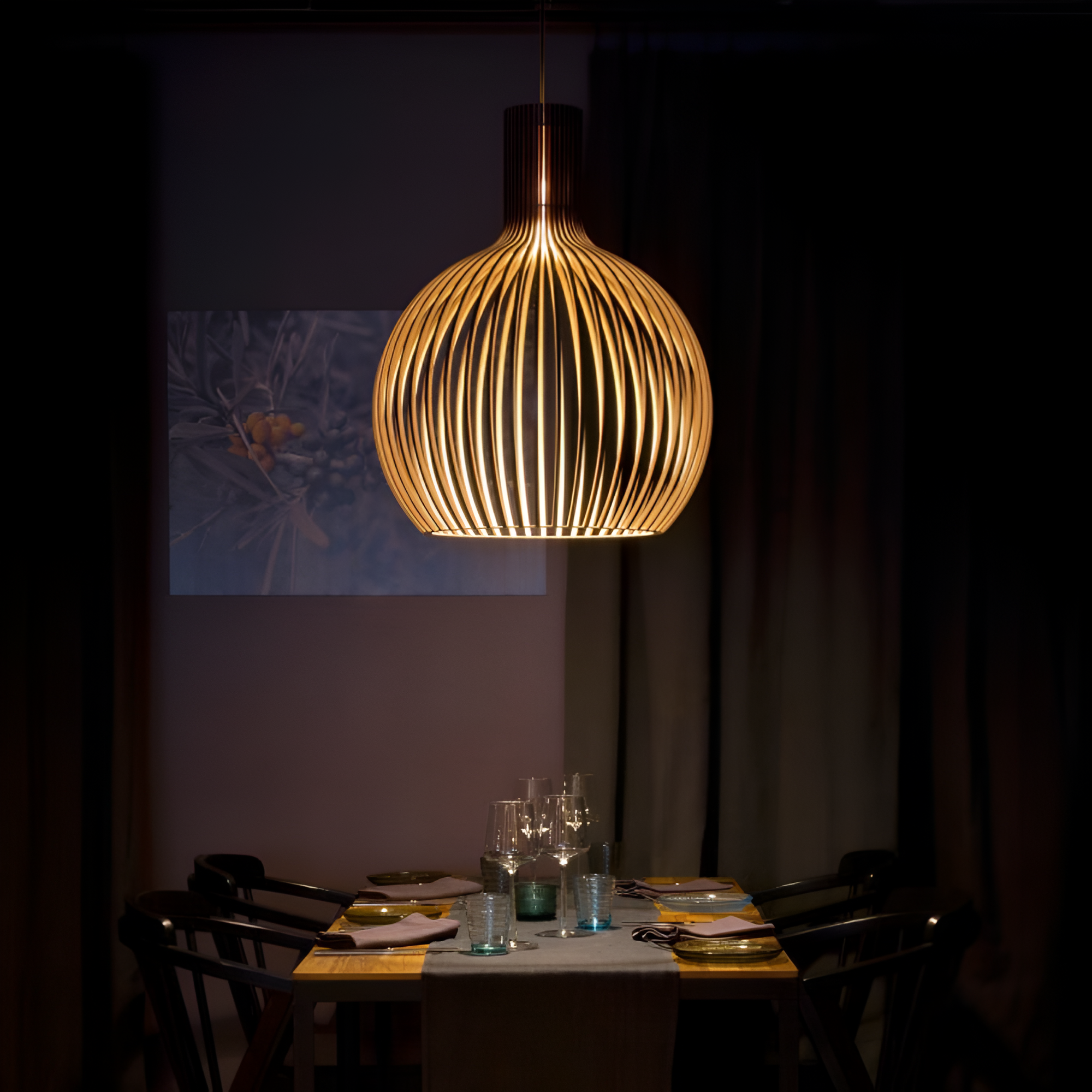 Houten Hanglamp Vintage Design Met Lamellen E27 45cm | Restfield