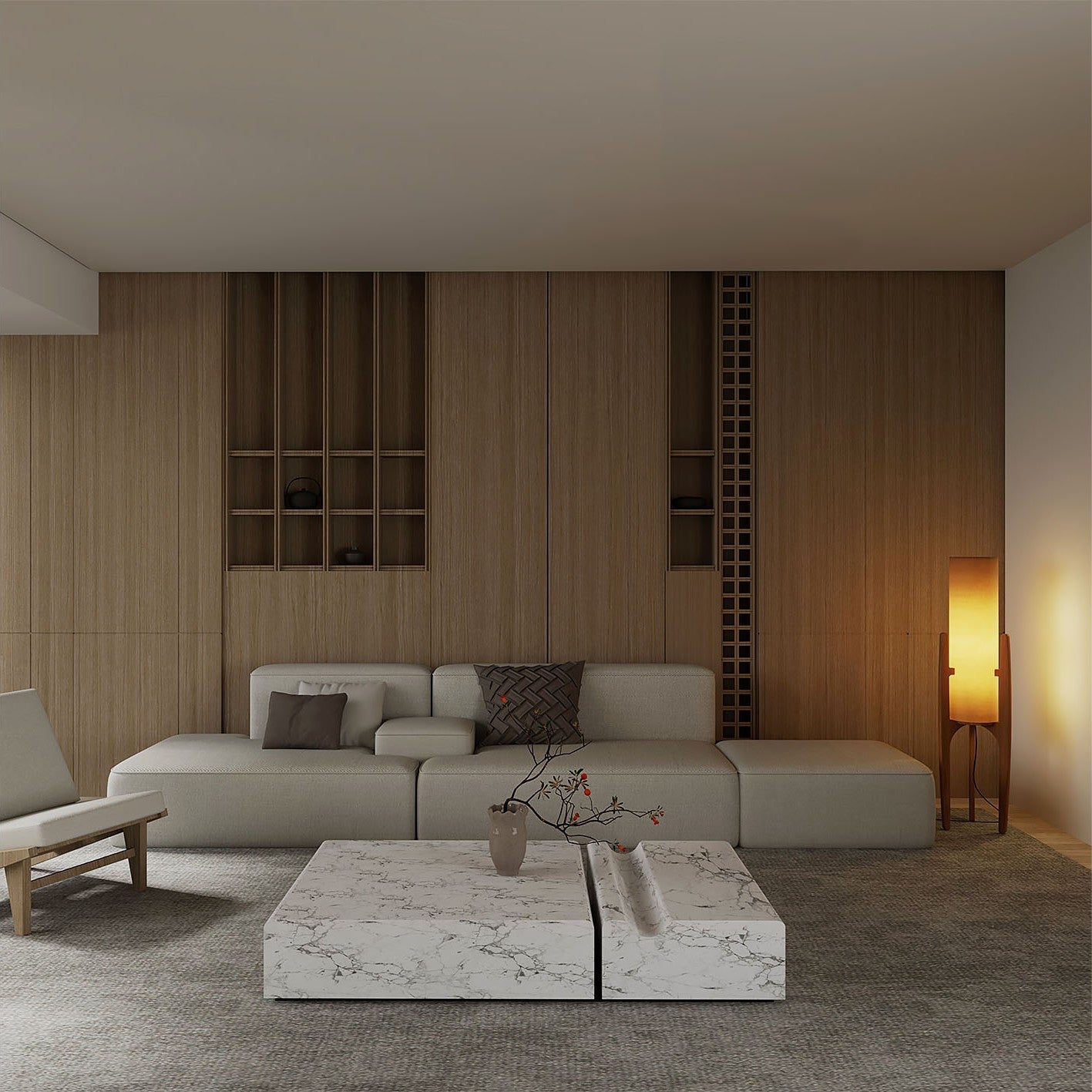 Zen Staande Lamp Met Linnen Kap En Natuurlijk Houten Frame | Restfield