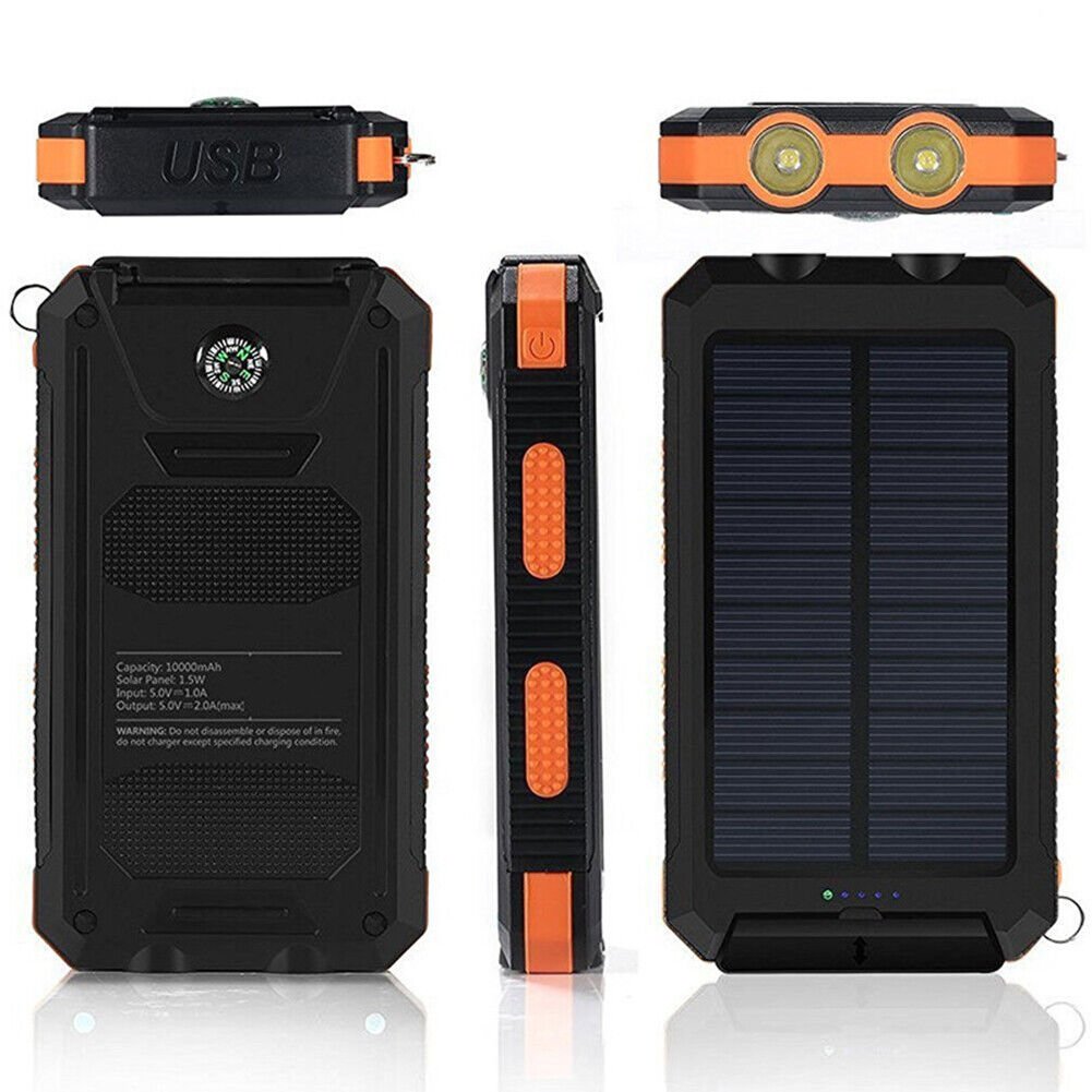 Zonnepanelen Powerbank 10000 mAh Met Waterdichte Behuizing Voor Outdoor Gebruik | Restfield