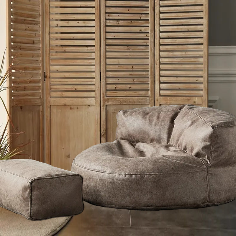 Zitzak Rond Kunstleer Modern 100cm Retro Leer Kinderen Volwassenen Binnen