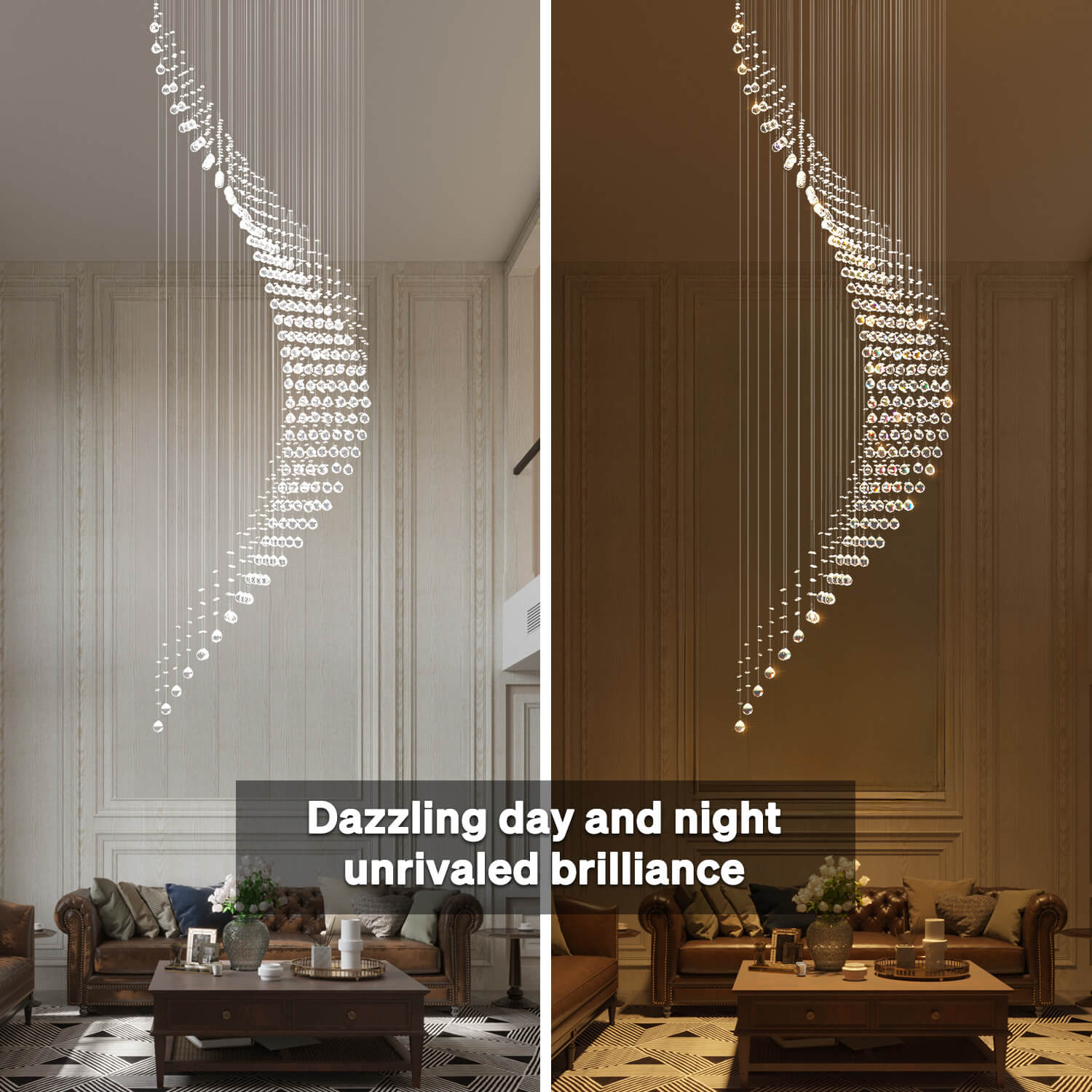 Kristallen Kroonluchter Regendruppel Spiraal K9 Kristal Chroom GU10 Trap Entreehal Luxe | Restfield