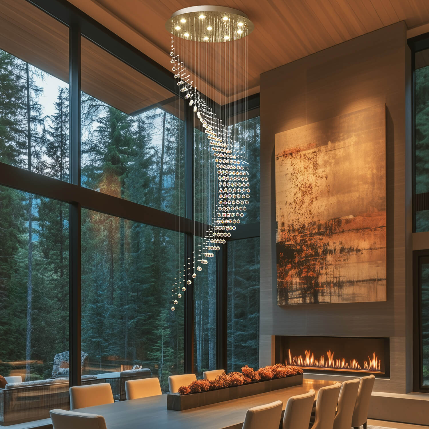 Kristallen Kroonluchter Regendruppel Spiraal K9 Kristal Chroom GU10 Trap Entreehal Luxe | Restfield