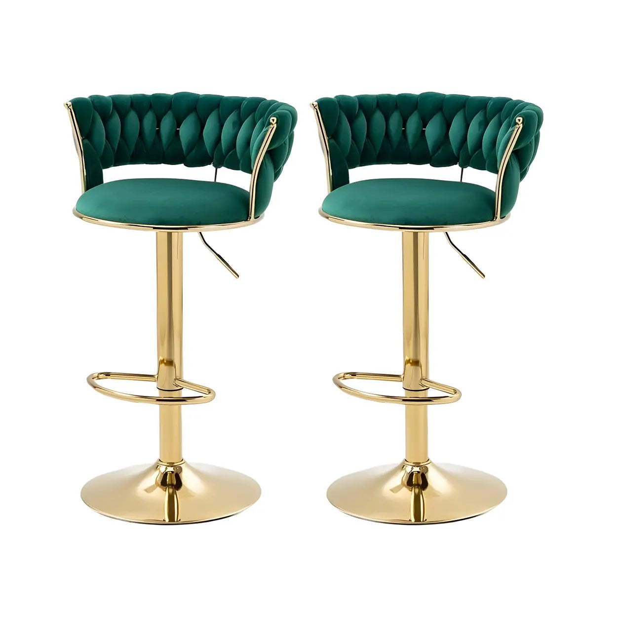 Verstelbare Draaibare Barkruk met Goudkleurig Onderstel en Ronde Zitting – Luxe Glam Design Barstoel voor Keukeneiland en Thuisbar | Restfield