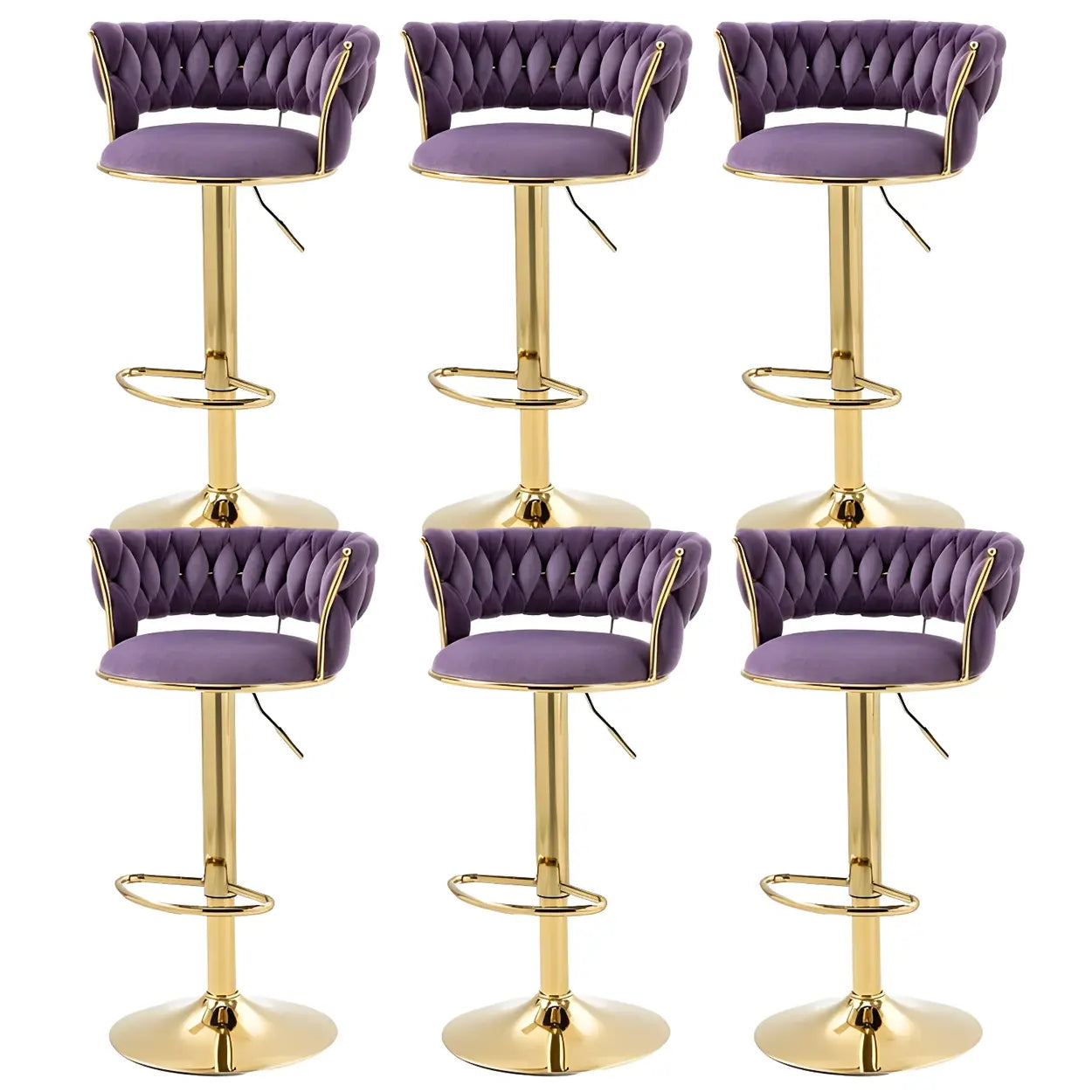 Verstelbare Draaibare Barkruk met Goudkleurig Onderstel en Ronde Zitting – Luxe Glam Design Barstoel voor Keukeneiland en Thuisbar | Restfield