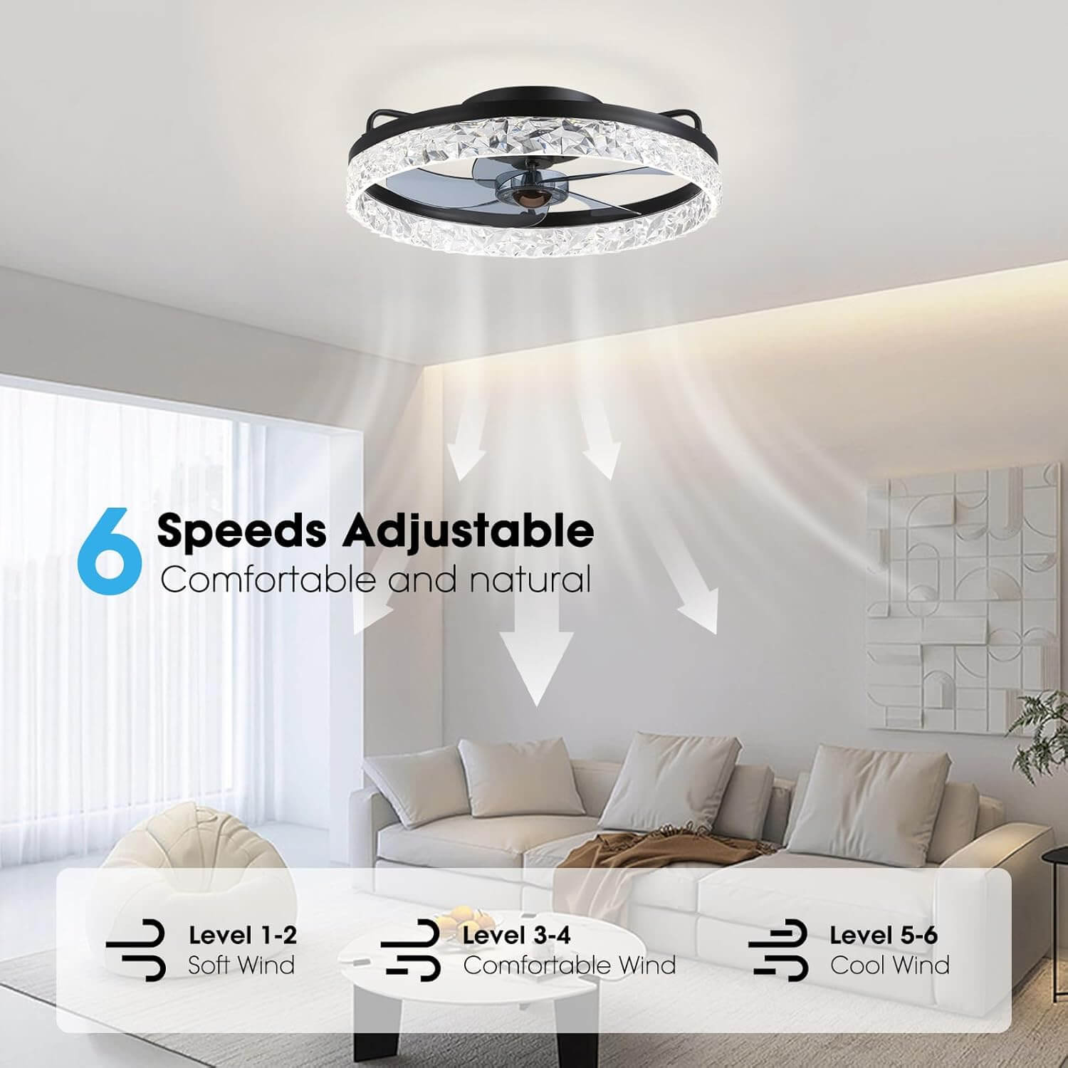 Plafondventilator met Verlichting Rond LED Dimbaar Afstandsbediening Zwart Goud Wit Modern | Restfield