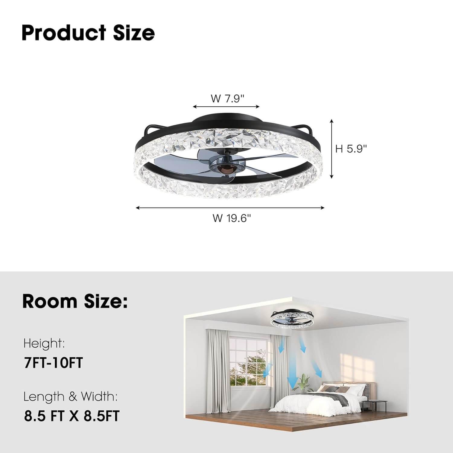 Plafondventilator met Verlichting Rond LED Dimbaar Afstandsbediening Zwart Goud Wit Modern | Restfield