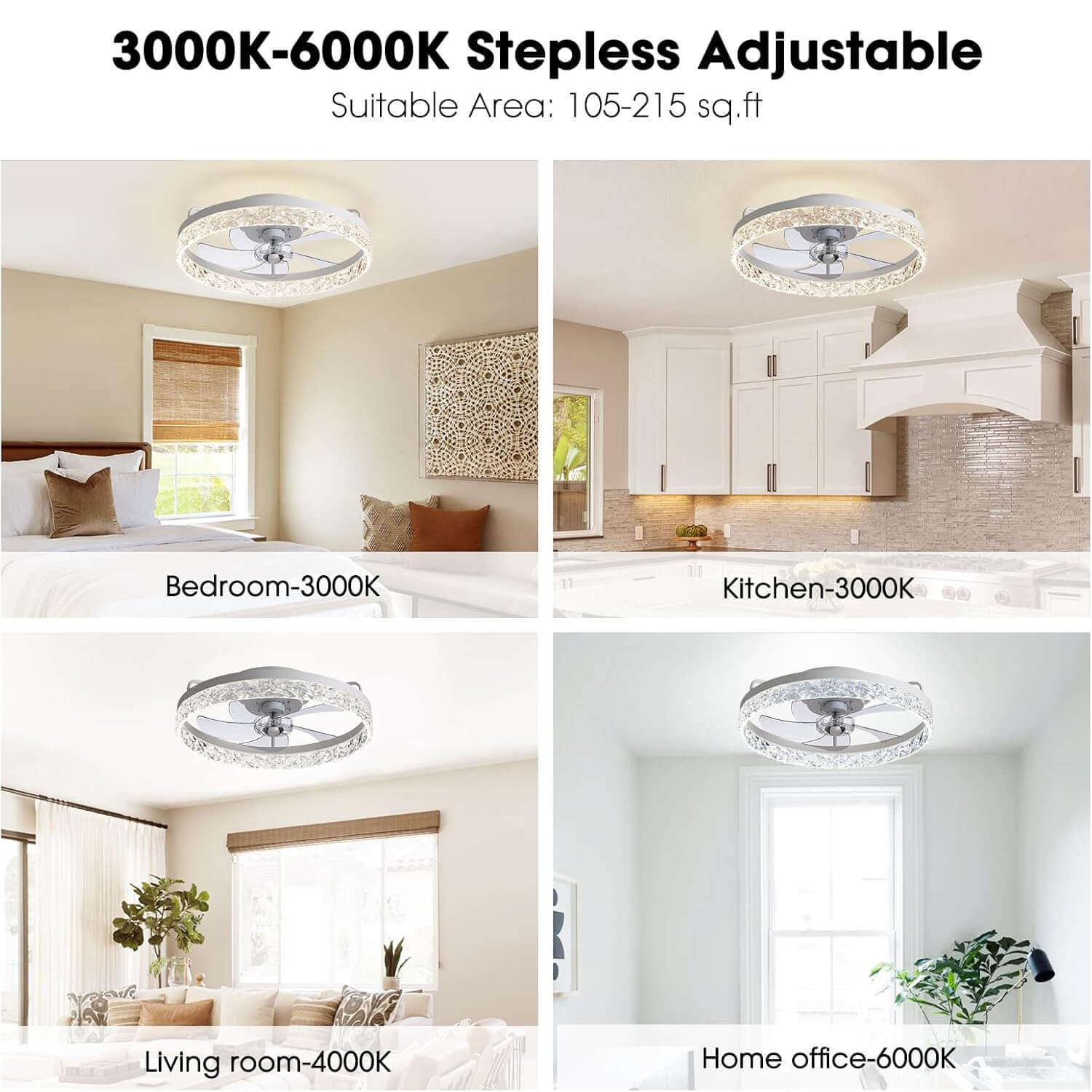 Plafondventilator met Verlichting Rond LED Dimbaar Afstandsbediening Zwart Goud Wit Modern | Restfield