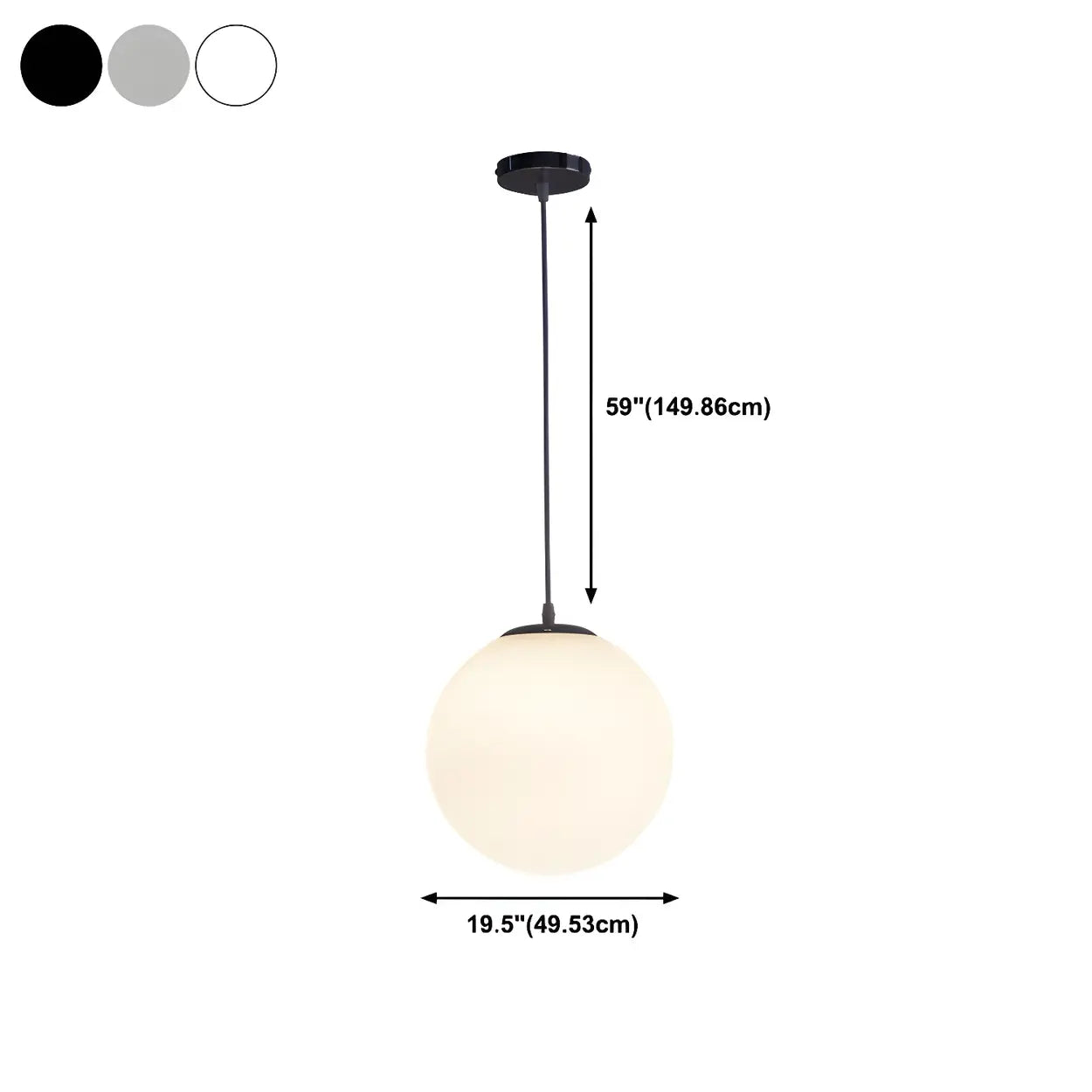Moderne Witte Globe Hanglamp van Glas met Ronde Bolvorm in Diverse Maten voor Eetkamer en Woonkamer | Restfield