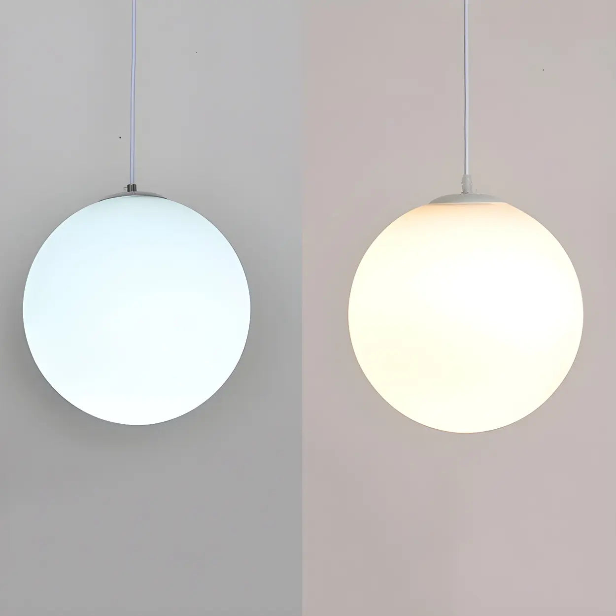 Moderne Witte Globe Hanglamp van Glas met Ronde Bolvorm in Diverse Maten voor Eetkamer en Woonkamer | Restfield