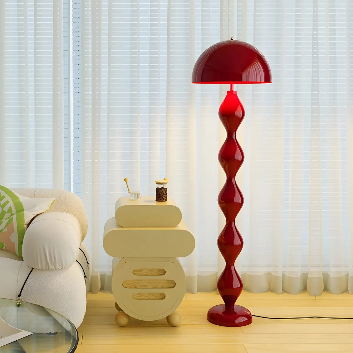 Moderne Mushroom Vloerlamp met Metalen Kap en 3 Lichtstanden – Scandinavische Design Staande Lamp met Voetschakelaar | Restfield