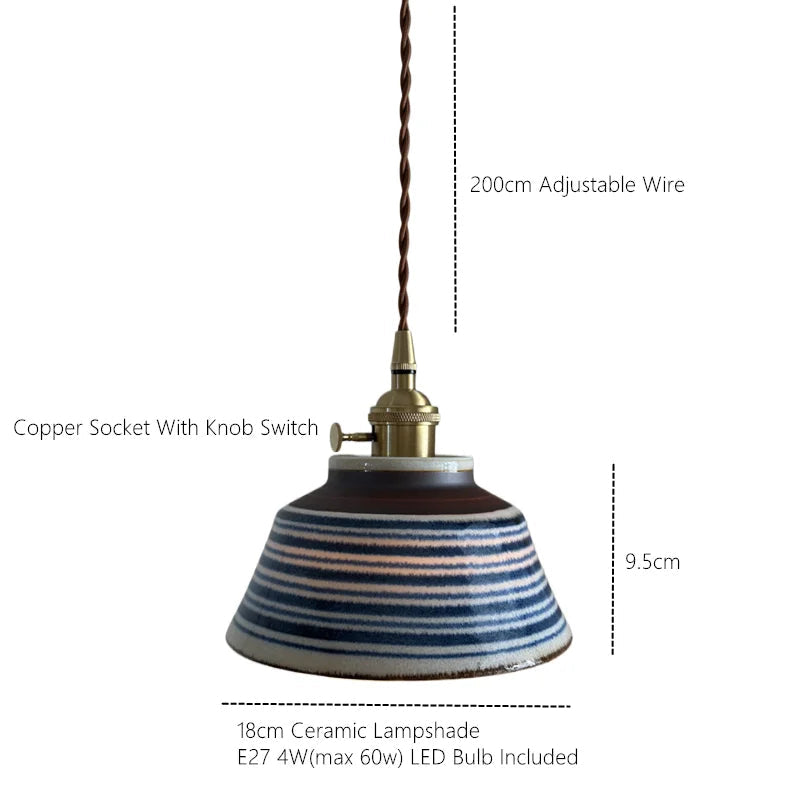 Handgeschilderde Keramische Hanglamp Scandinavisch Design Met Koperen Fitting Bloemenpatroon Voor Eettafel Keuken En Slaapkamer | Restfield