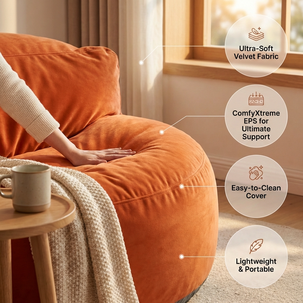 Wagrex - Zitzak Loveseat Zacht Fluwelen Stof