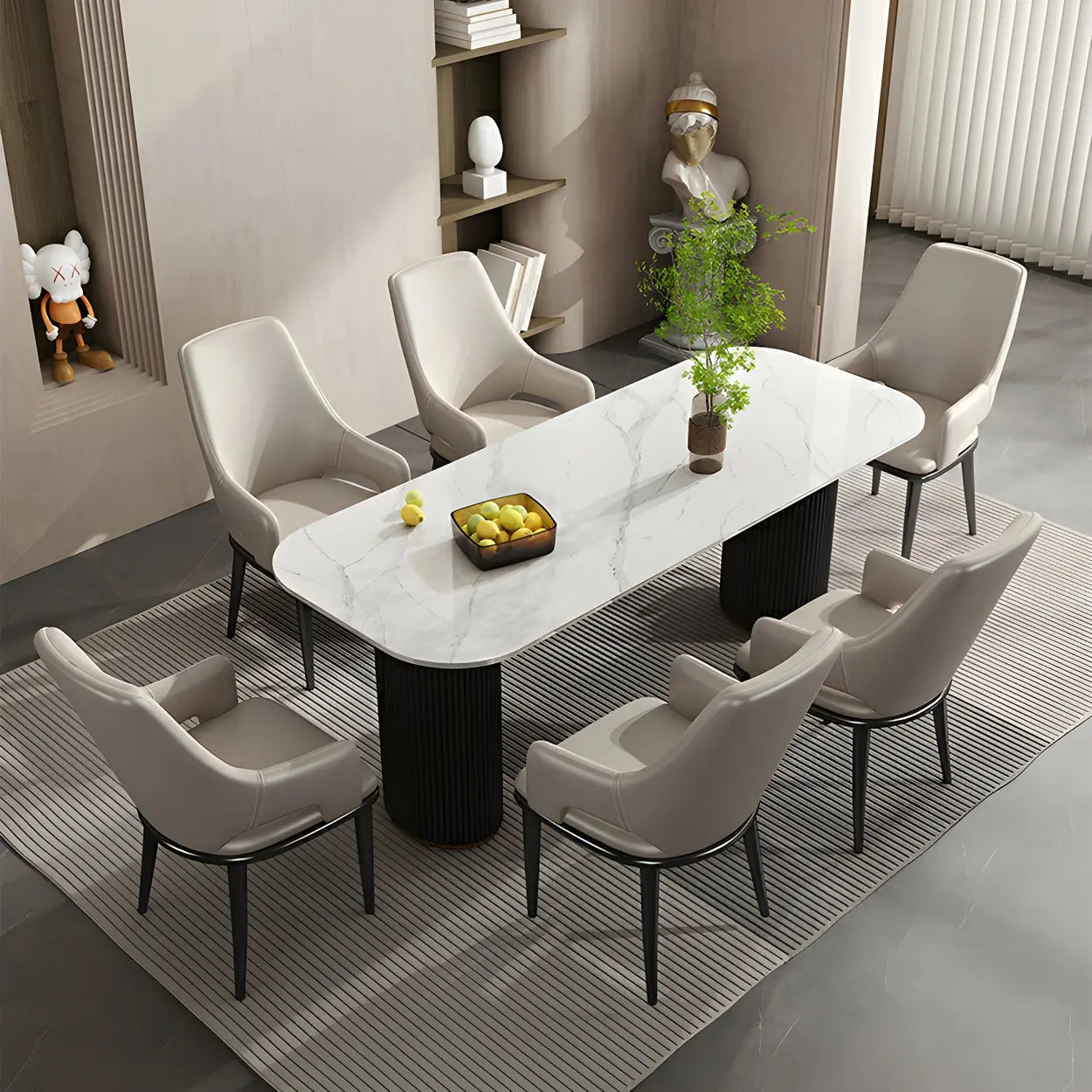 Moderne Eetkamerstoel met Armleuningen in Kunstleer en Zwart Metalen Onderstel – Comfortabele Design Stoel voor Eetkamer of Kantoor | Restfield