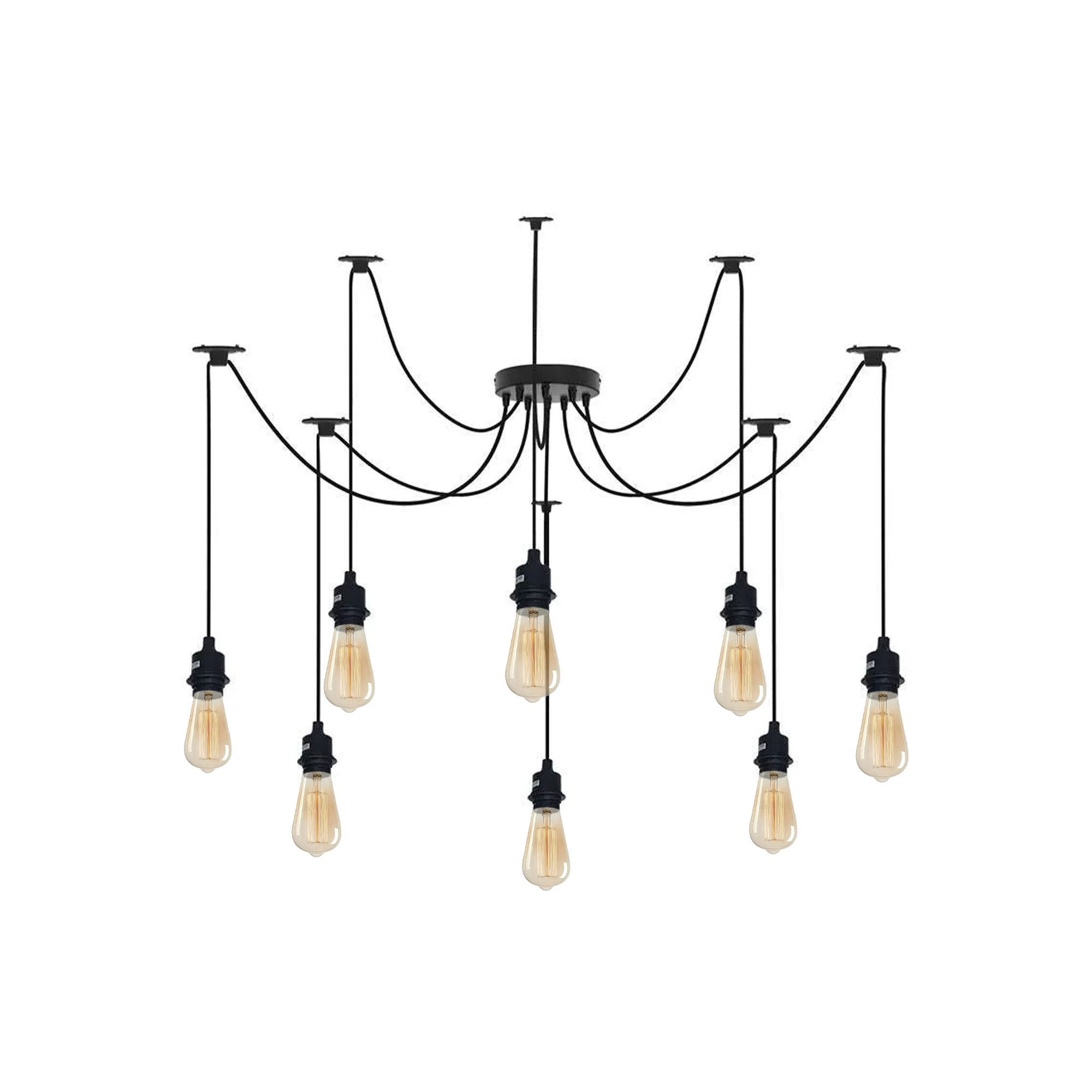 Hanglamp Spider 5-Lichts Metaal Zwart E27 Verstelbaar Vintage Industrieel Woonkamer