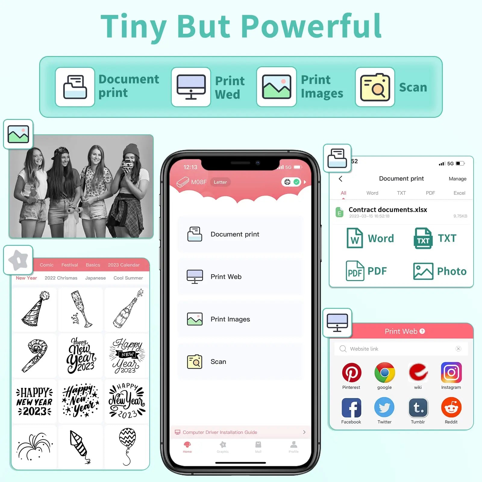 Thermische Printer Bluetooth Draadloos Inkloos Compact MK500 Mobiel Printen | Restfield