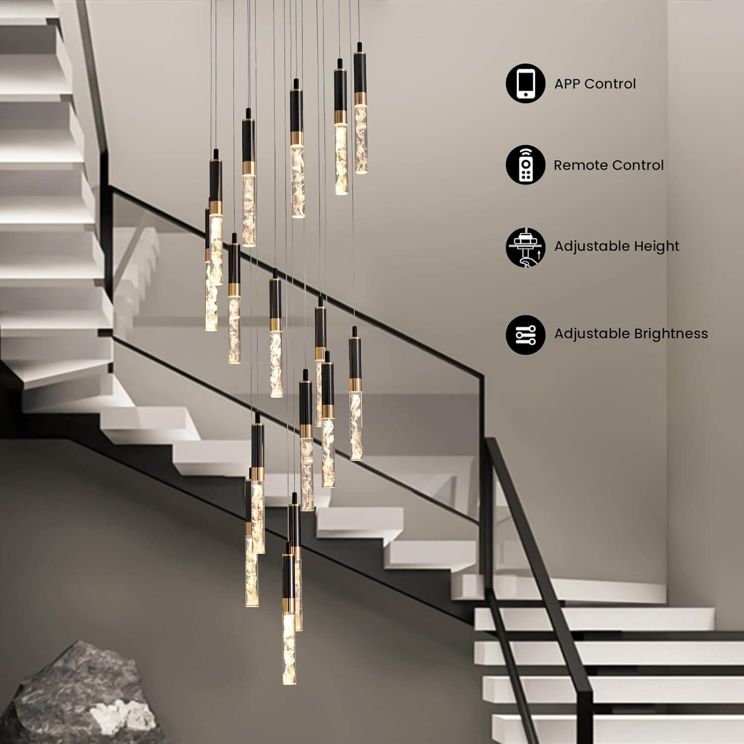 Kristallen Trap Kroonluchter Zwart K9 Crystal 300cm LED Modern Hoog Plafond