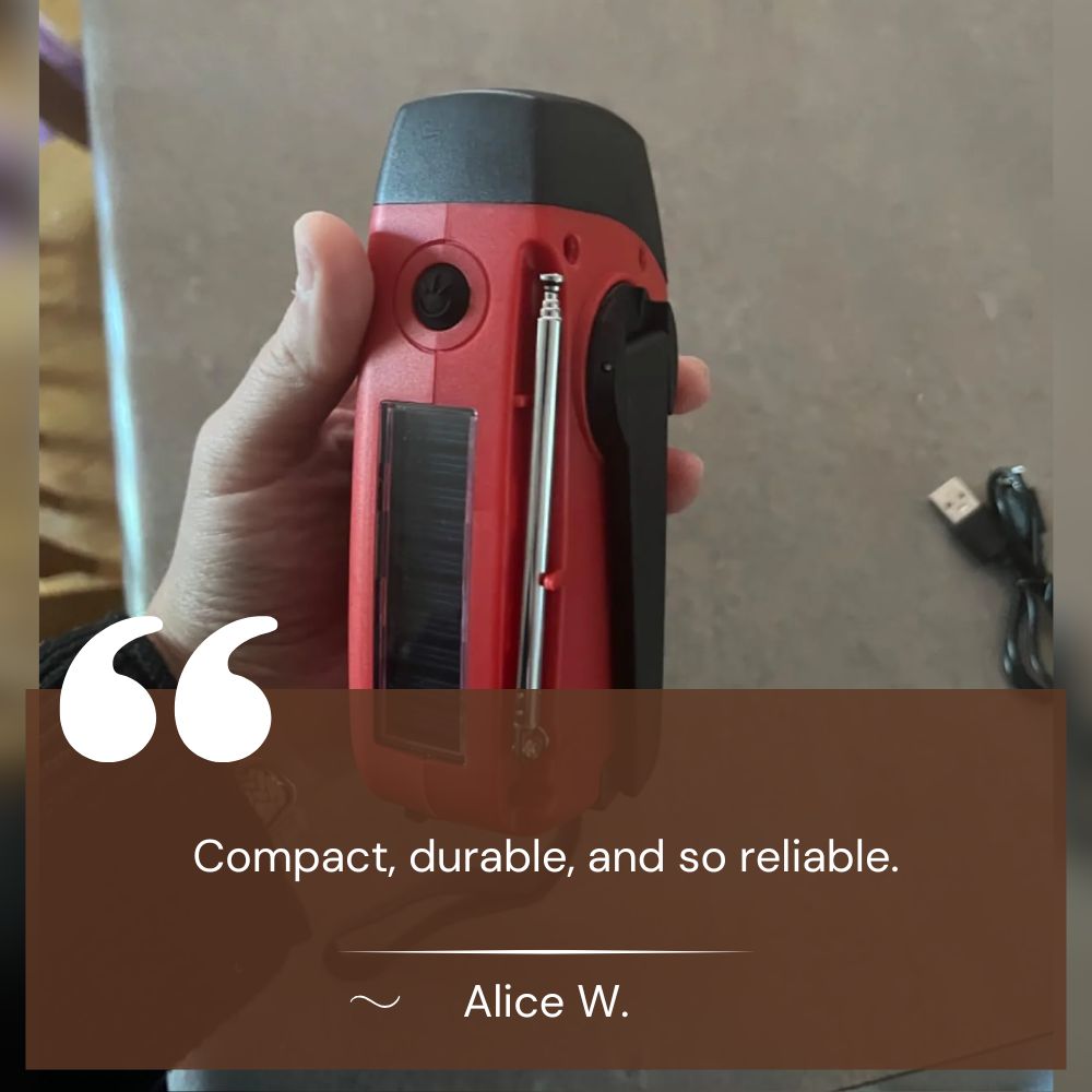 Noodradio met Zaklamp en Oplader | Handdynamo, Zonne-energie & USB