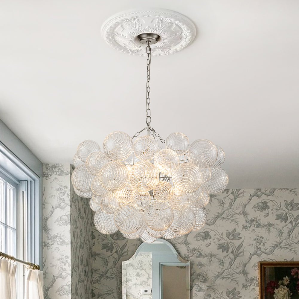 Moderne Glazen Kroonluchter met Geribbelde Bollen voor Eetkamer & Woonkamer | Restfield