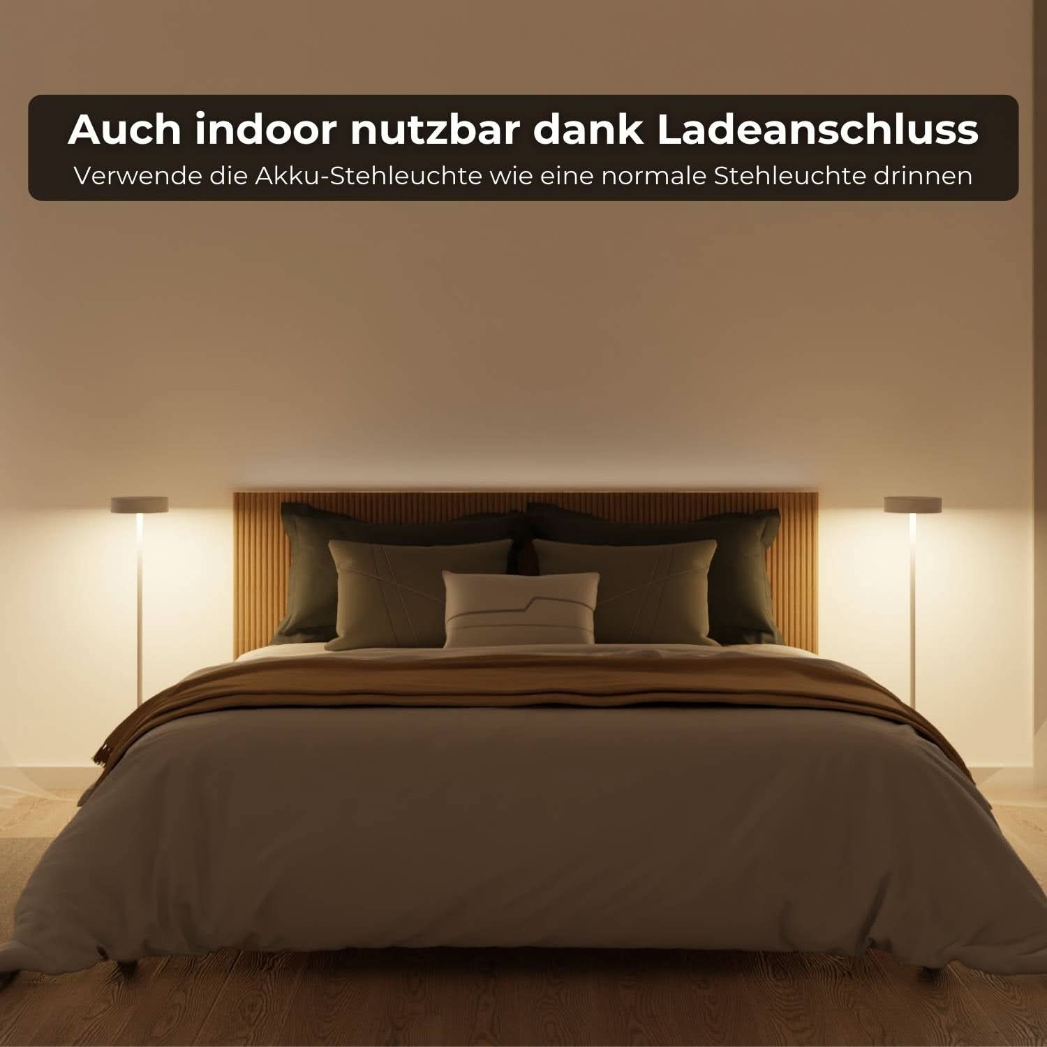 Draadloze accu vloerlamp voor tuin & terras met warm licht – Uranos