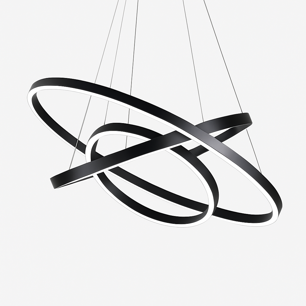 Lustre anneaux LED 3 Anneaux Blanc Salon Salle à manger Dimmable Suspension moderne Cercles Plafonnier Rond Intérieur | Restfield