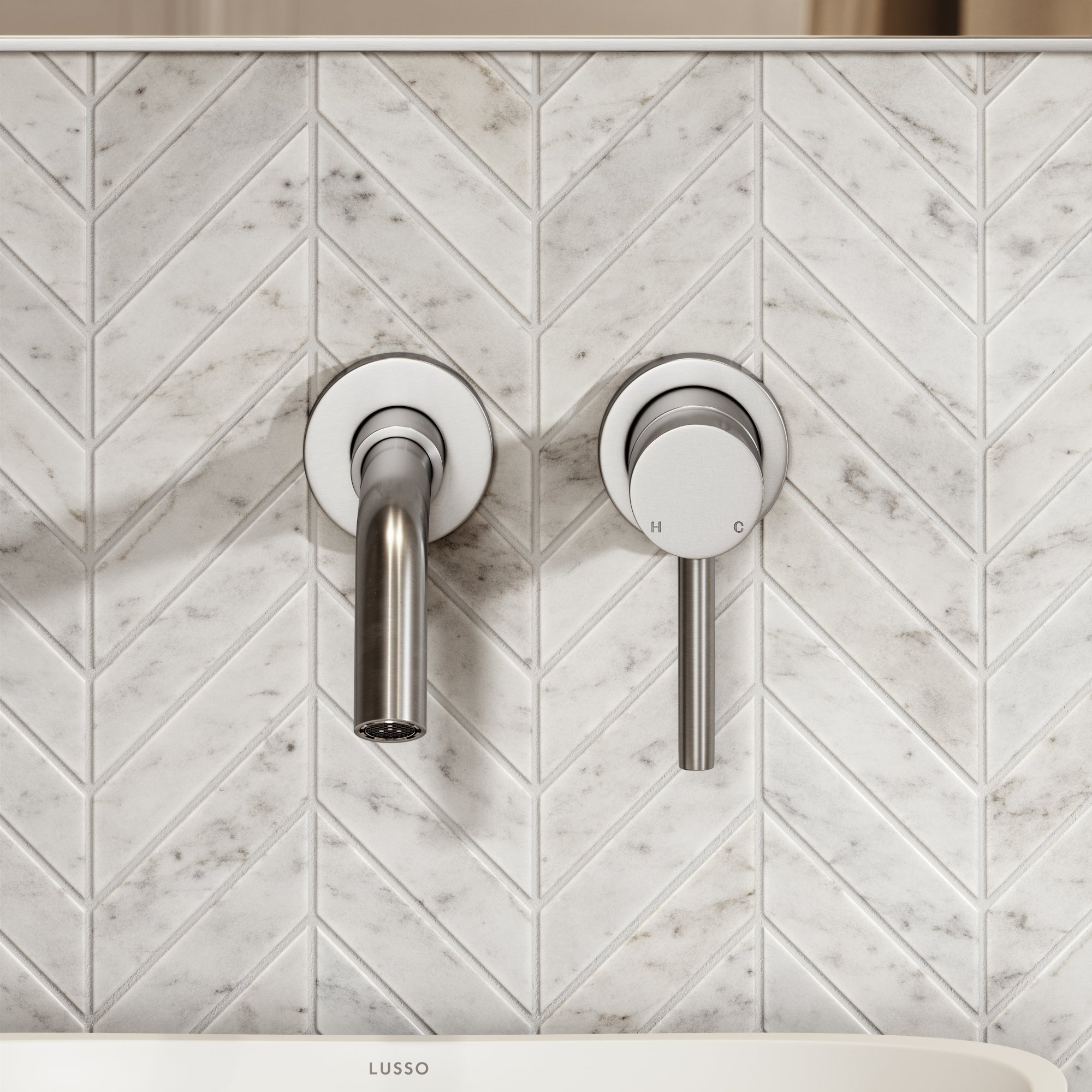 Wandkraan Wastafel Geborsteld RVS Muurmontage 200mm Mengkraan Luxe Badkamer WRAS