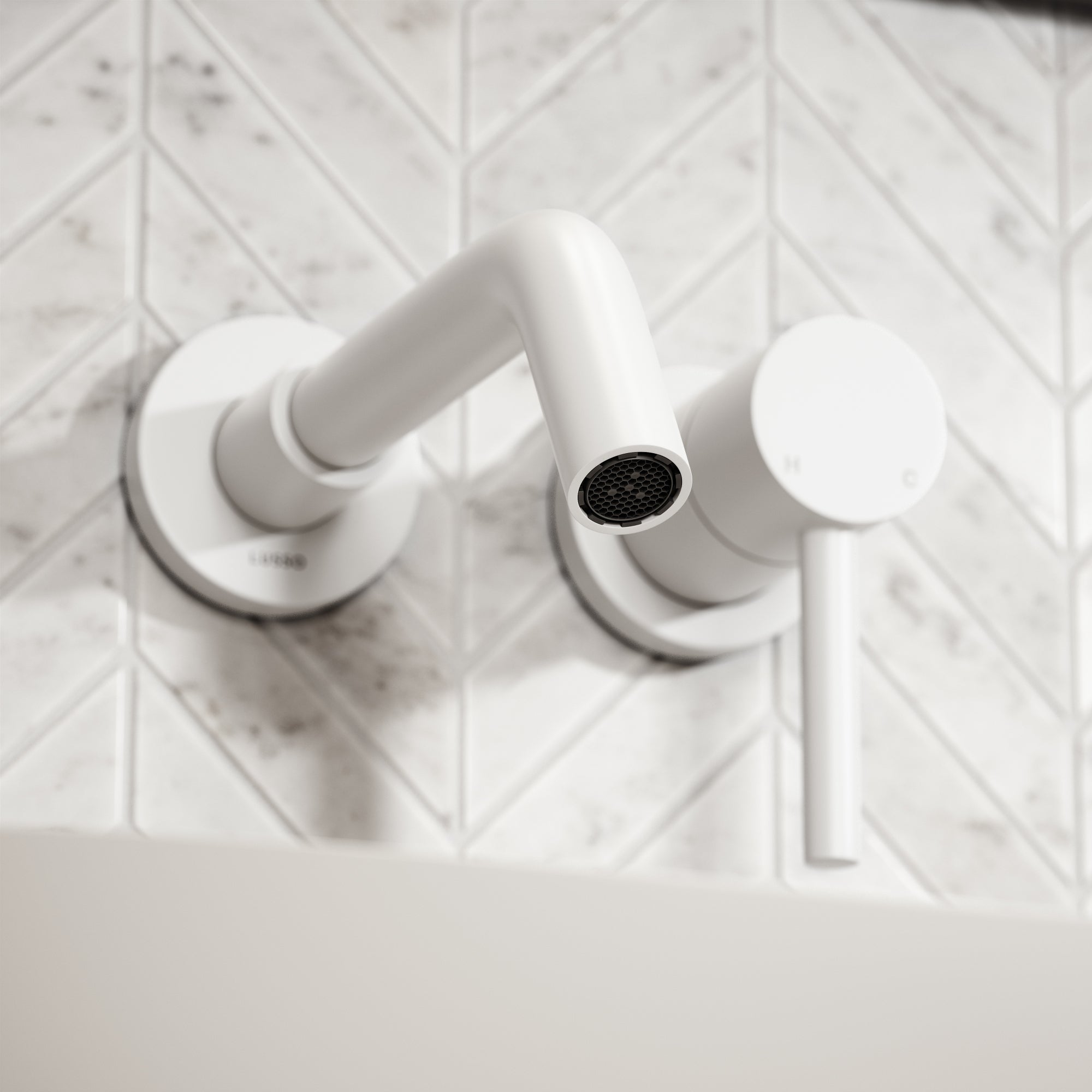 Wandkraan Wastafel Mat Wit Muurmontage 200mm Mengkraan Luxe Minimalistische Badkamer WRAS