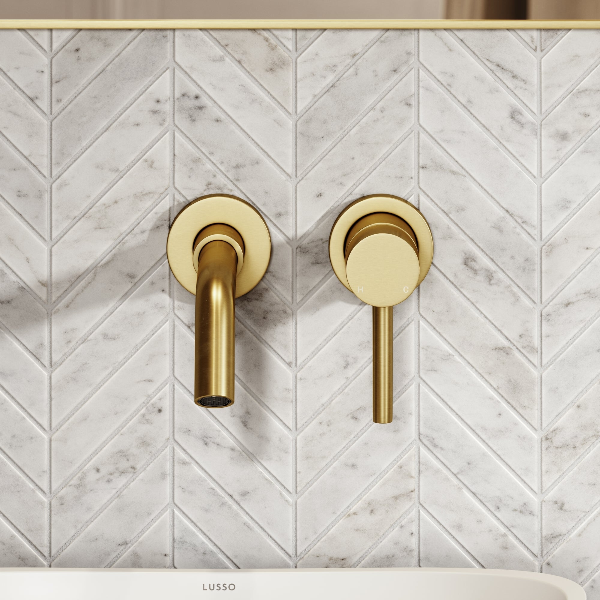 Wandkraan Wastafel Geborsteld Goud Muurmontage 200mm Mengkraan Luxe Badkamer WRAS