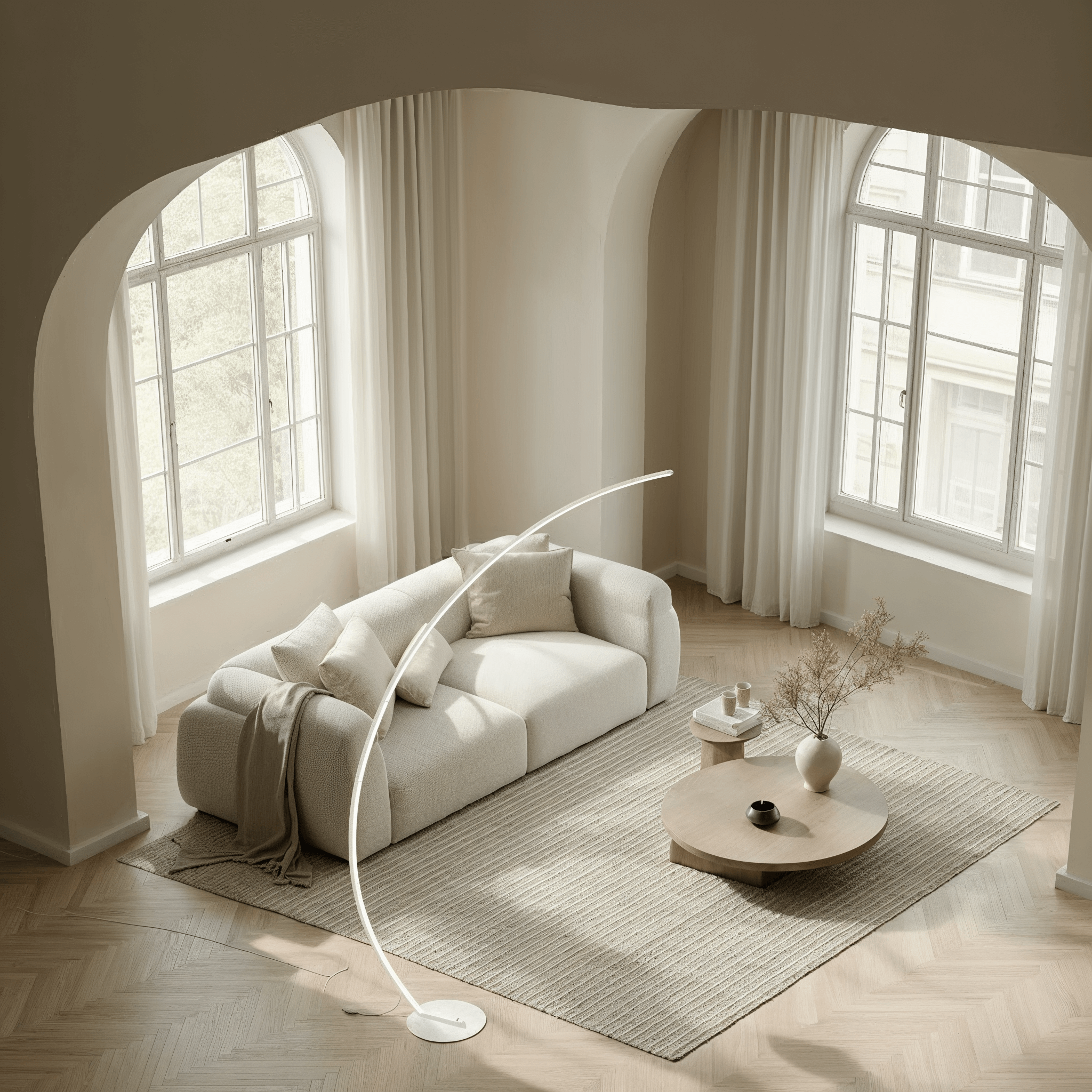 LED Vloerlamp Booglamp Zwart Wit Dimbaar 170cm Modern Design | Restfield