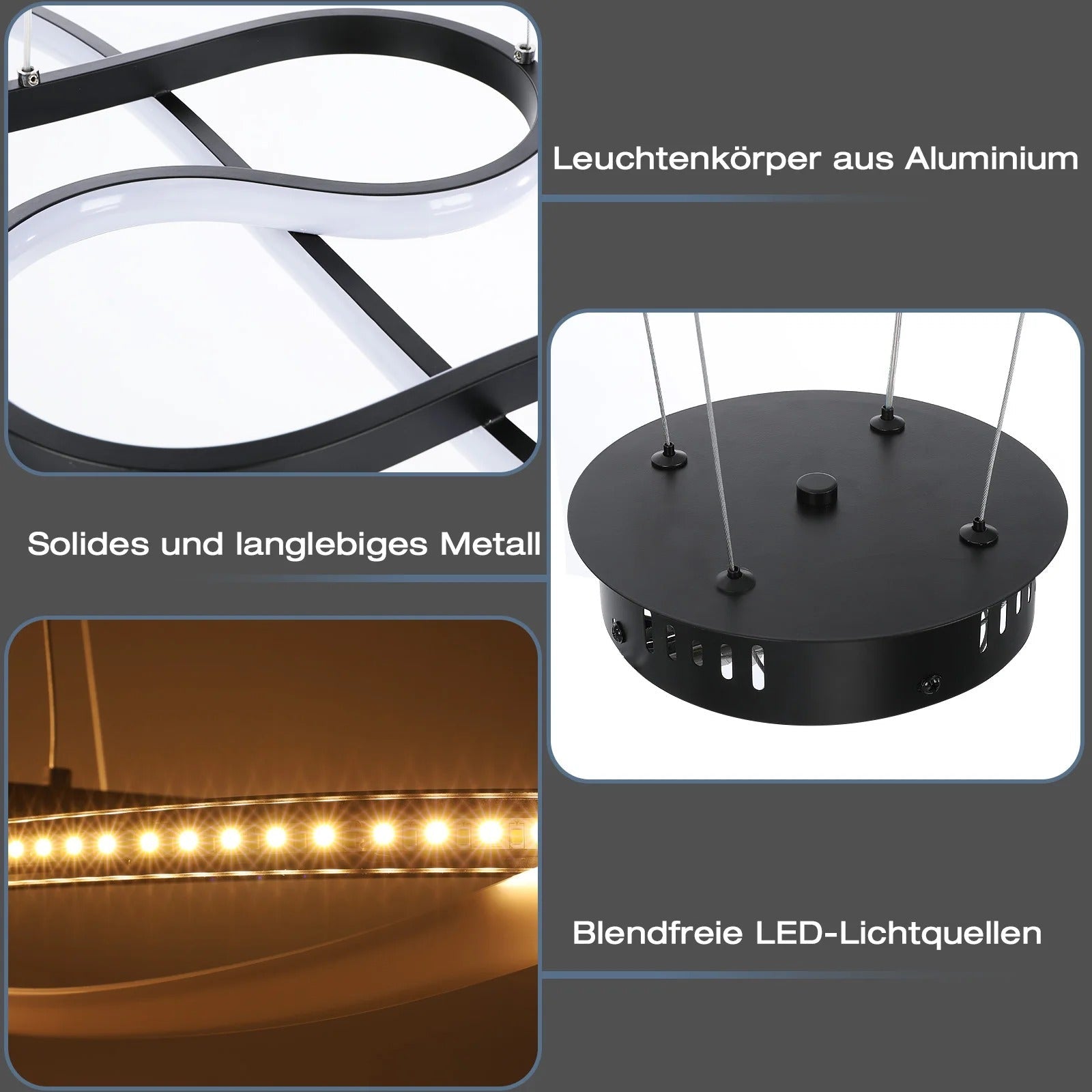 Hanglamp LED Ringen Dimbaar Afstandsbediening Aluminium Eetkamer Woonkamer Modern