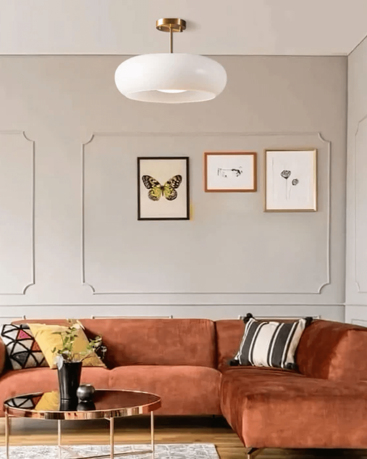 Hanglamp Glas Goud 40cm E27 Amber Wit Modern Design | Restfield