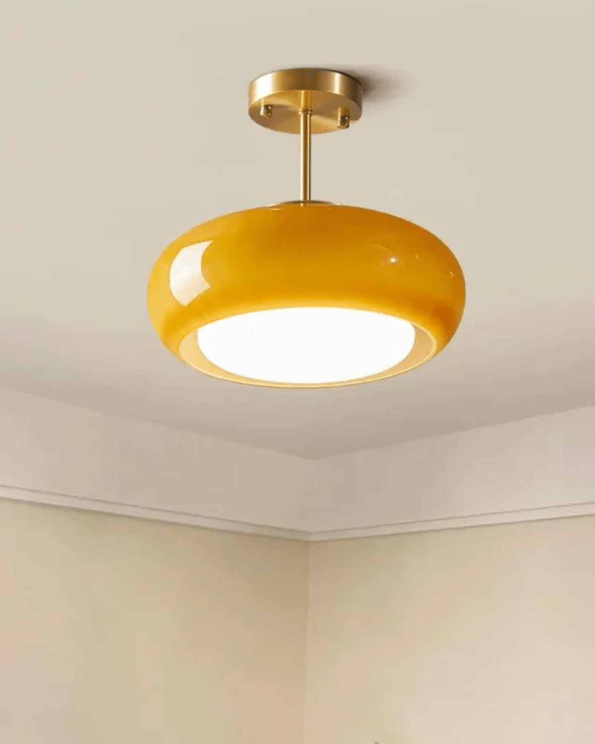 Hanglamp Glas Goud 40cm E27 Amber Wit Modern Design | Restfield