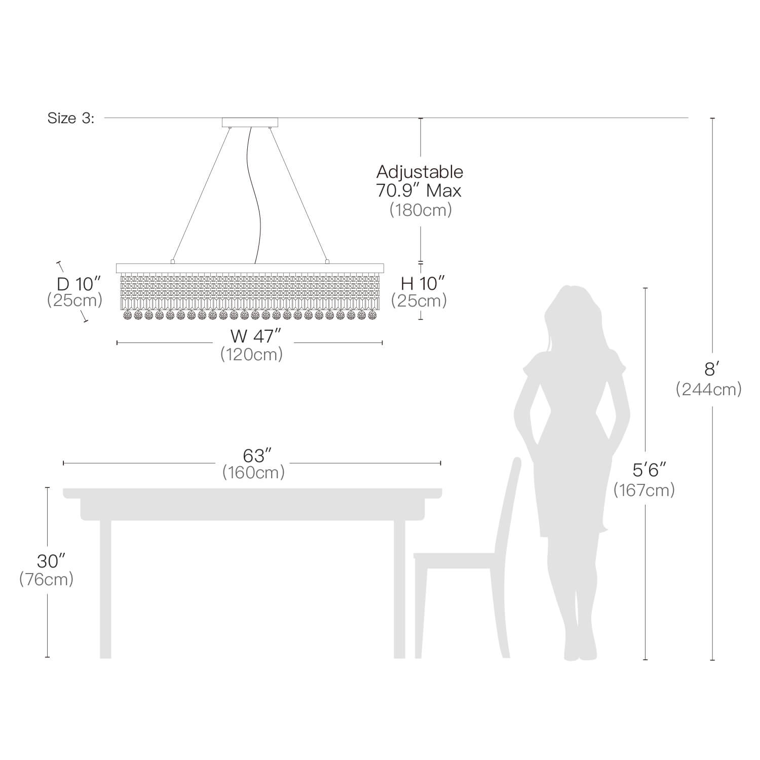 Rechthoekige Kristallen Kroonluchter Regendruppel K9 Zwart E12 Eetkamer Keukeneiland Modern | Restfield