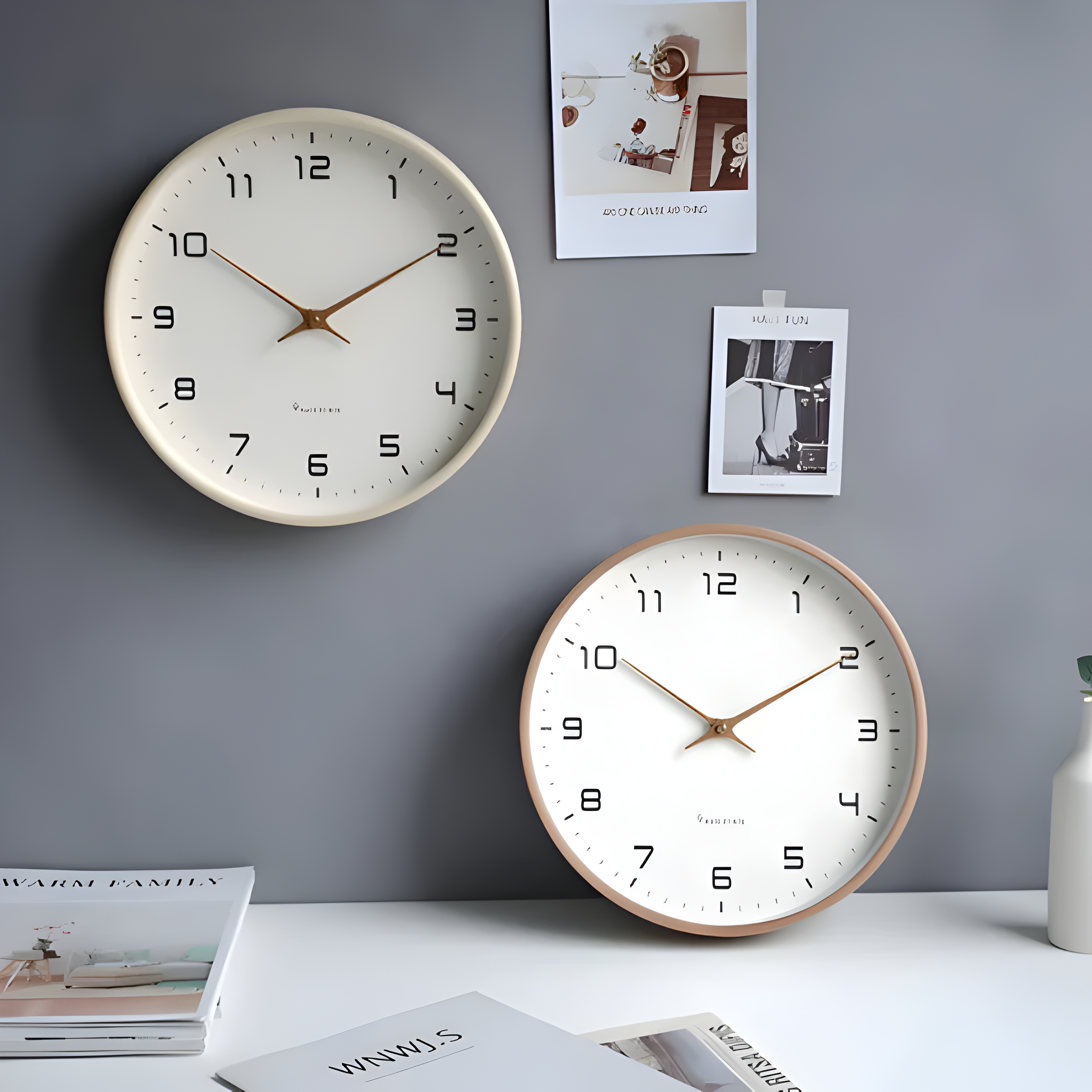 Moderne ronde houten wandklok met stilzwijgend uurwerk voor woonkamer, keuken en slaapkamer | Restfield