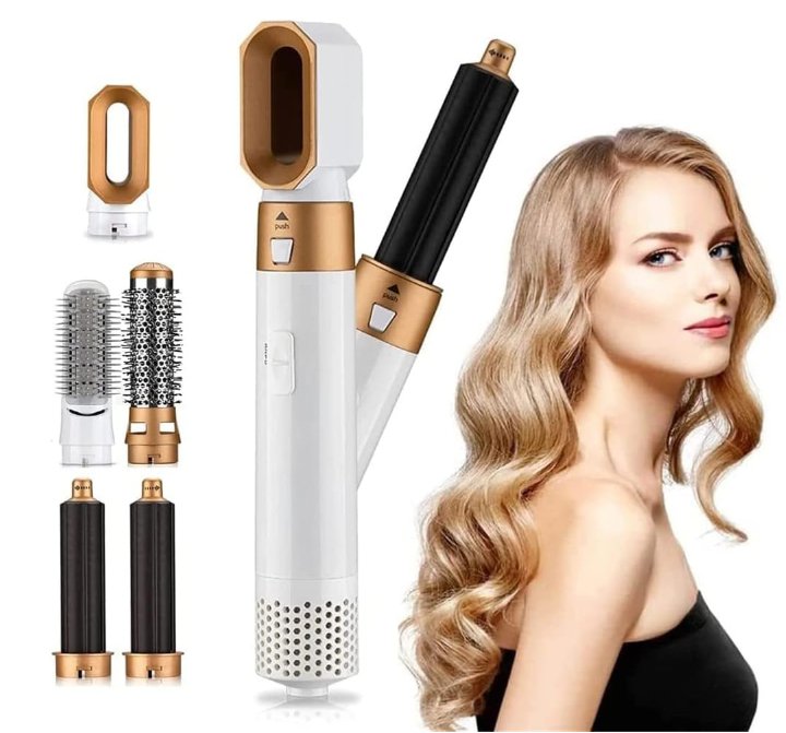Professionele 5-in-1 airstyler met opzetstukken en luchttechnologie voor drogen, krullen, volume en glad haar | Restfield