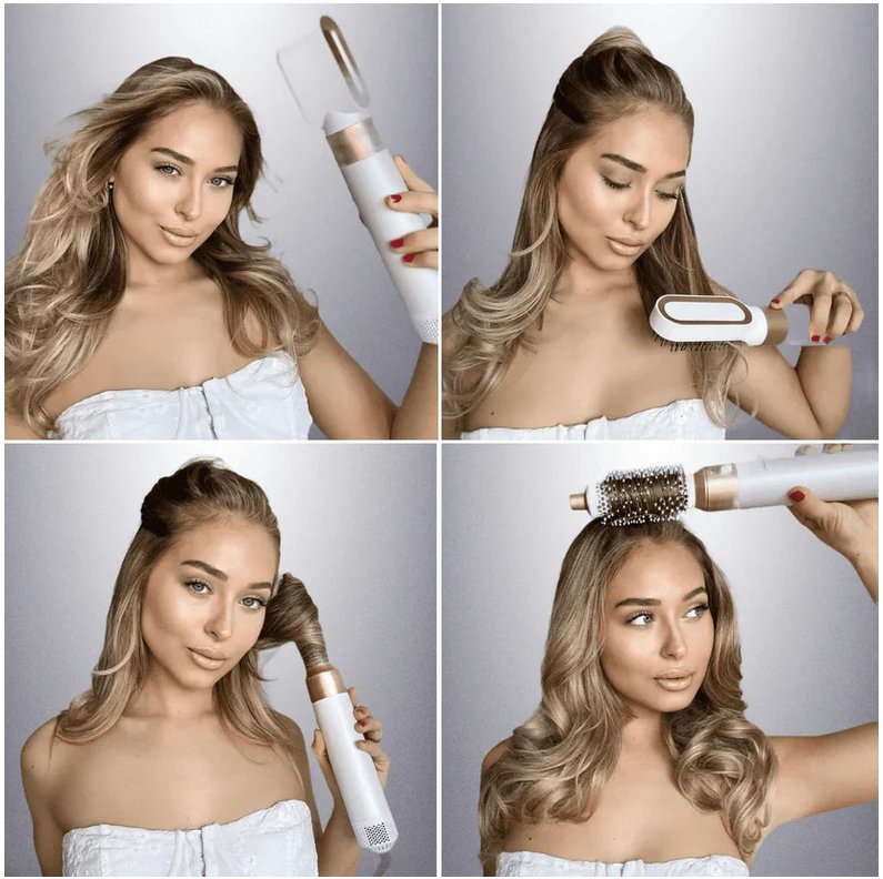 Professionele 5-in-1 airstyler met opzetstukken en luchttechnologie voor drogen, krullen, volume en glad haar | Restfield