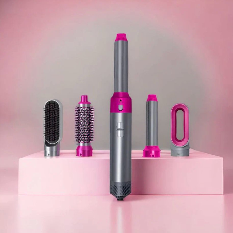 Professionele 5-in-1 airstyler met opzetstukken en luchttechnologie voor drogen, krullen, volume en glad haar | Restfield