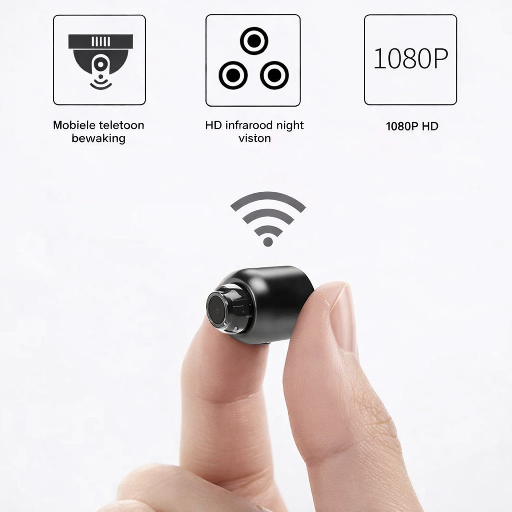 Compacte wifi beveiligingscamera met nachtzicht en 1080p full hd voor binnenshuis | Restfield