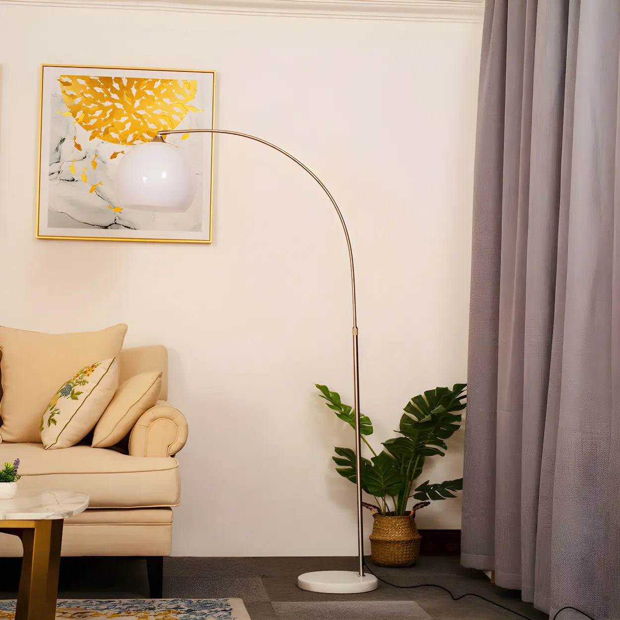 Moderne Boog Vloerlamp met Acryl Koepelkap en Metalen Frame 220 cm Hoog voor Woonkamer en Leeshoek | Restfield