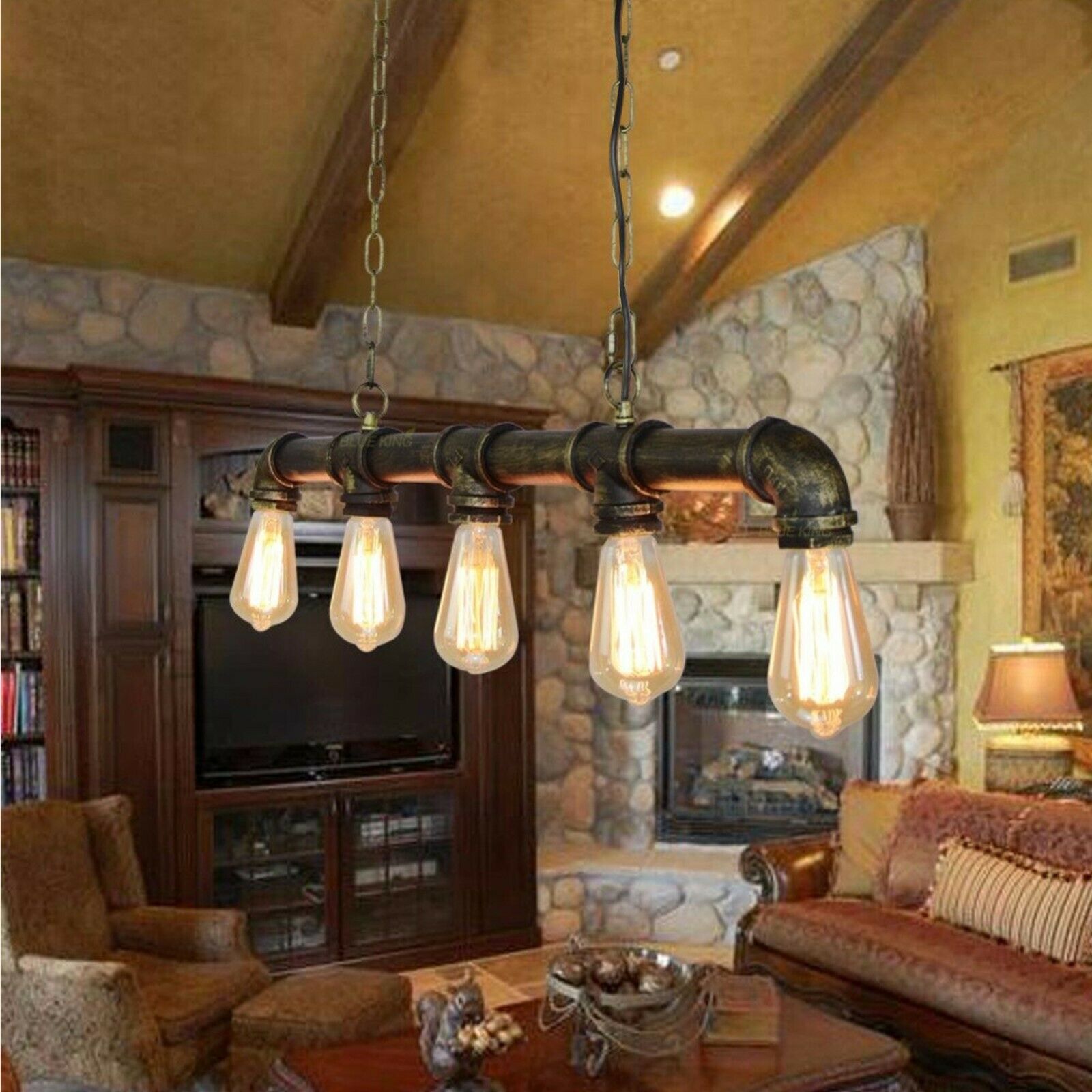 Hanglamp Industrieel Steampunk Waterpijp Koper Ijzer 110cm Vintage Plafondlamp Retro