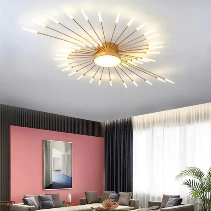 Plafondlamp Zon Design LED Aluminium Goud Zwart 128cm Modern | Restfield