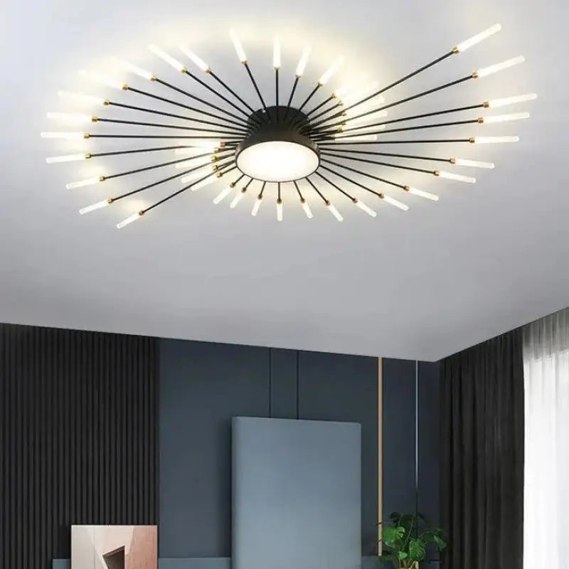 Plafondlamp Zon Design LED Aluminium Goud Zwart 128cm Modern | Restfield