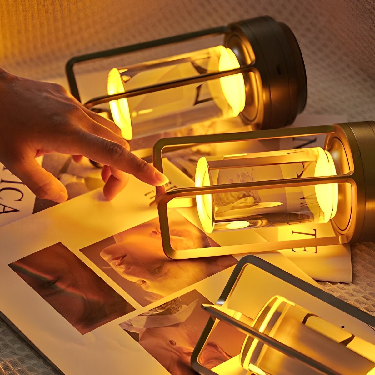 Draadloze Tafellamp Met Usb Oplaadbare Batterij Touch Dimming Led Lantaarn Modern Design Voor Slaapkamer En Woonkamer | Restfield