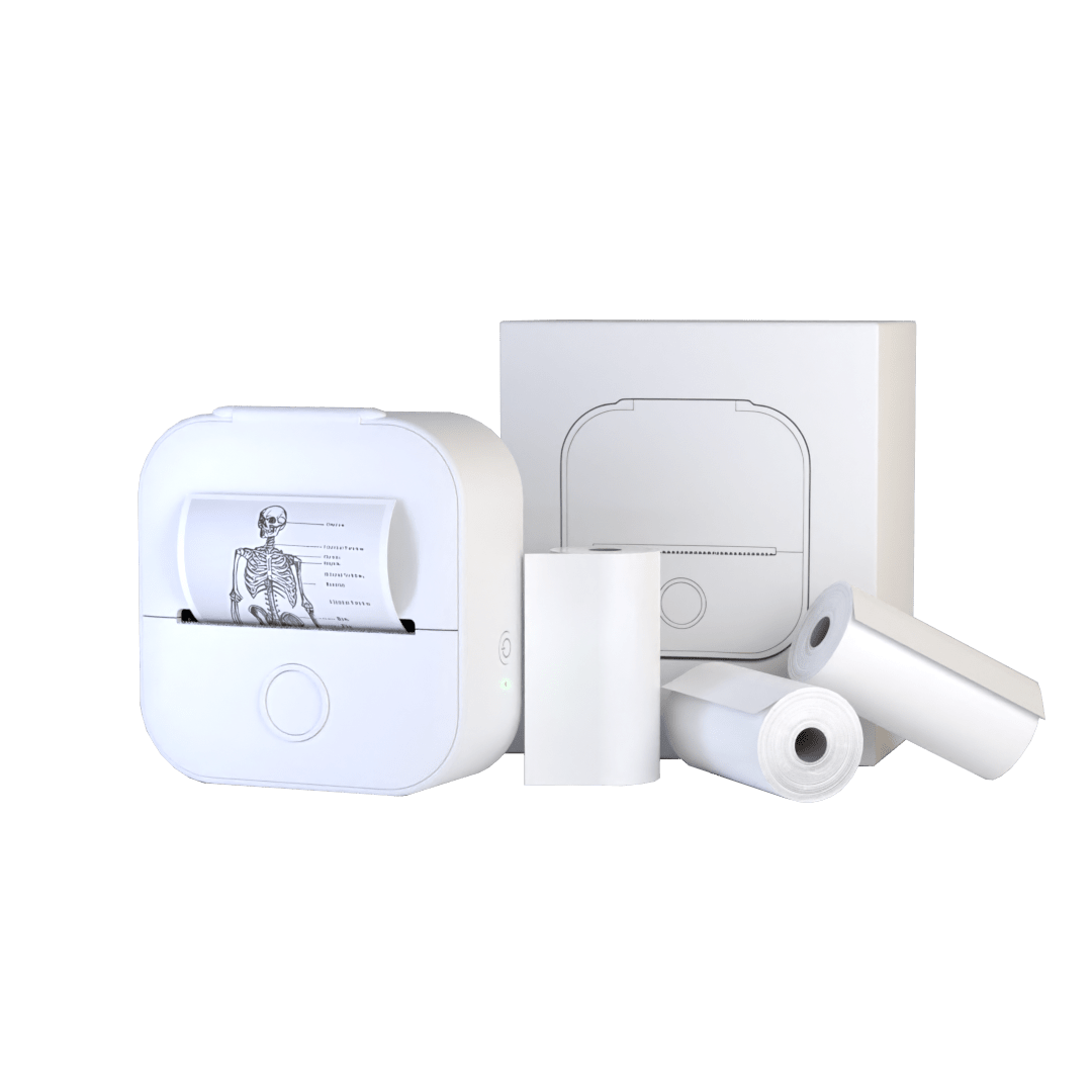 Draagbare mini printer met bluetooth en stickerrollen voor labels, notities en creatief drukwerk | Restfield