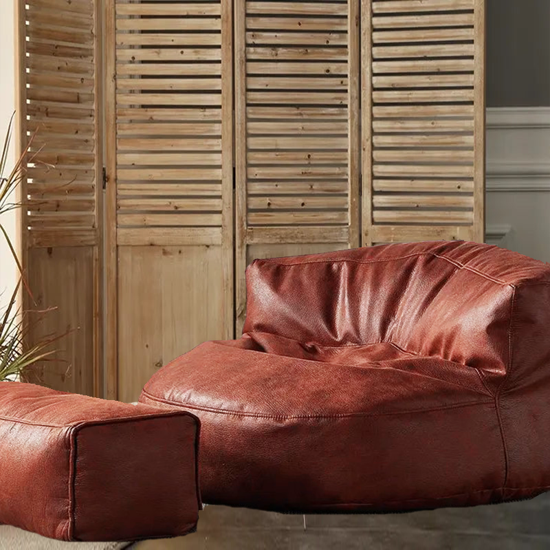 Zitzak Rond Kunstleer Modern 100cm Retro Leer Kinderen Volwassenen Binnen