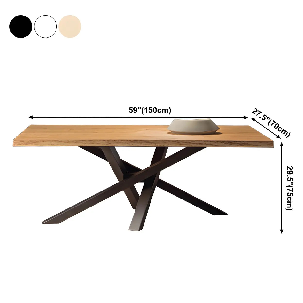 Rechthoekige Grenen Houten Eettafel in Scandinavische Stijl – Massief Pine Dining Tafel met Zwart of Wit Onderstel | Restfield